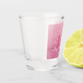 Verre à shot Pailleté Rose avec Nom et Initiales (Gauche)