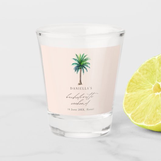 Verre A Shot Palm Tree Blush Bachelorette Week-end (Devant)