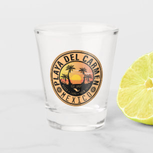 Verre A Shot Palmiers Sunset Playa del Carmen Retro dans les an