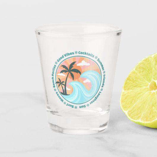 Verre A Shot Palmiers tropicaux Hawaiian Island Good Vibes (Devant)