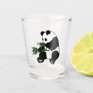 Verre A Shot Panda géant mange du bambou