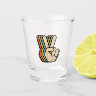 Verre A Shot Panneau de Paix Rétro V Doigts Vintage 60s les ann