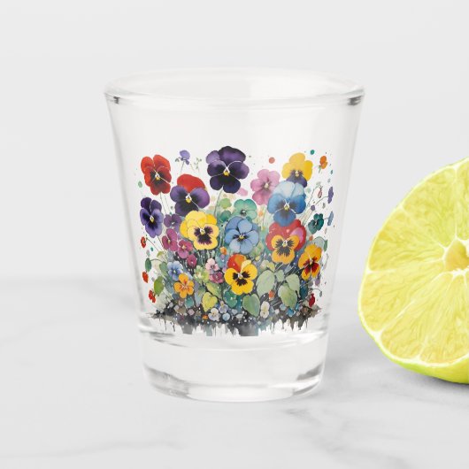 Verre A Shot Pansies colorées (Devant)