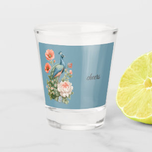 Verre A Shot Paon Botanique Vintage de Mariage Célébration