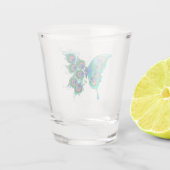 Verre A Shot Papillon aux plumes de paon vert (Dos)