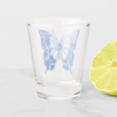 Verre A Shot Papillon numérique bleu, personnaliser arrière - p (Dos)