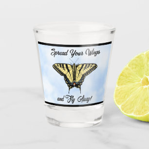 Verre A Shot Papillon Swallowtail Jaune Ciel Bleu Personnalisé