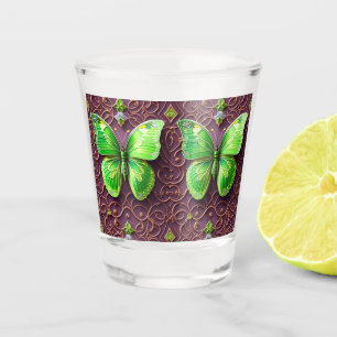 Verre A Shot Papillon vert en optique 3D