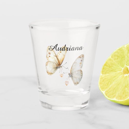 Verre A Shot Papillons avec des coeurs (Devant)