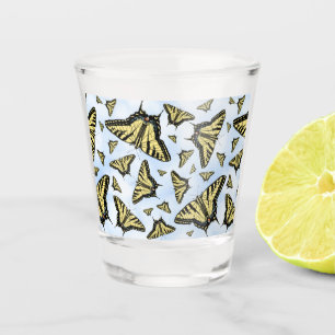 Verre A Shot Papillons Swallowtail Jaunes Ciel Bleu