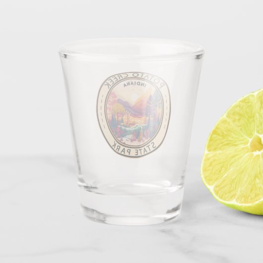 Verre A Shot Parc d'état de Potato Creek Indiana Emblem (Dos)