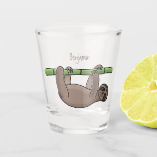 Verre A Shot Paresse souriante mignon sur dessin animé en bambo