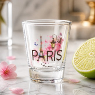 Verre A Shot Paris France Tour Eiffel & Lampe