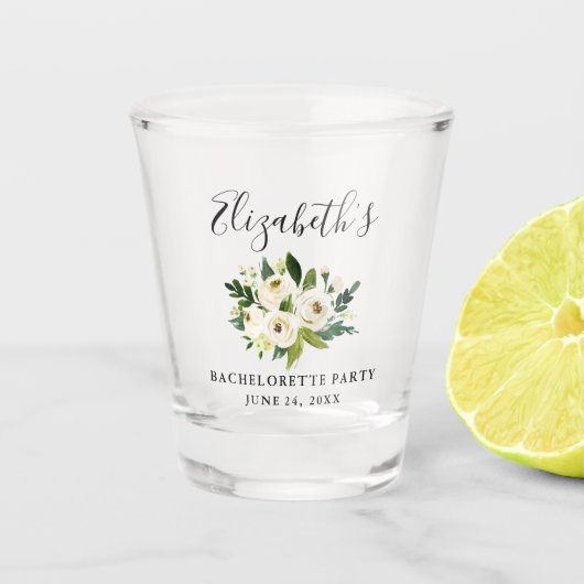 Verre A Shot Partie florale blanche verte de Bachelorette (Devant)