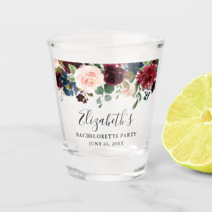 Verre A Shot Partie florale de Bachelorette d'aquarelle bleue