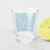 Verre A Shot Parties scintillant bleu moderne éclaboussures Nom (Dos)