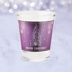 Verre A Shot Parties scintillant d'arbre de Noël et flocons de