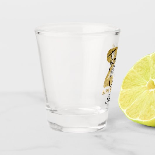 Verre A Shot Parties scintillant d'or 21e anniversaire (Gauche)