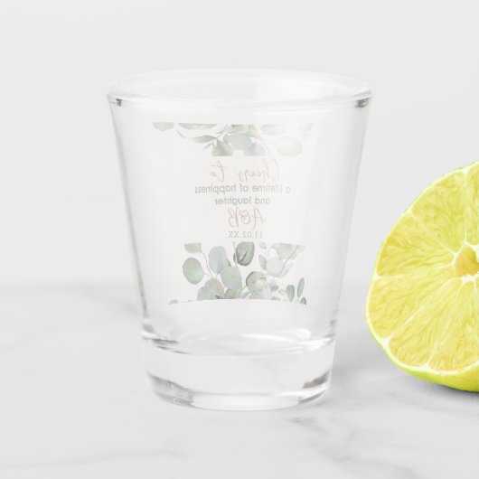 Verre A Shot Parties scintillant d'or Eucalyptus - Mariage vert (Dos)