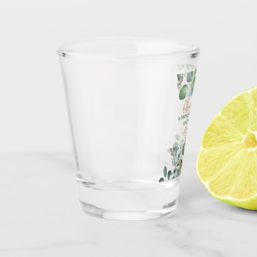 Verre A Shot Parties scintillant d'or Eucalyptus - Mariage vert (Gauche)