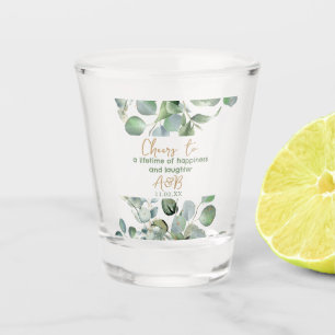 Verre A Shot Parties scintillant d'or Eucalyptus - Mariage vert