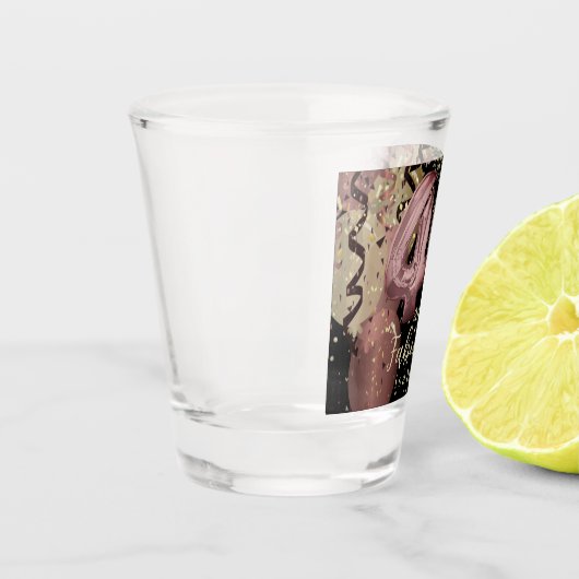 Verre A Shot Parties scintillant d'or noir et Rose 40e annivers (Gauche)