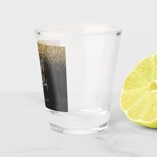 Verre A Shot Parties scintillant moderne noir et or 50e anniver (Droite)