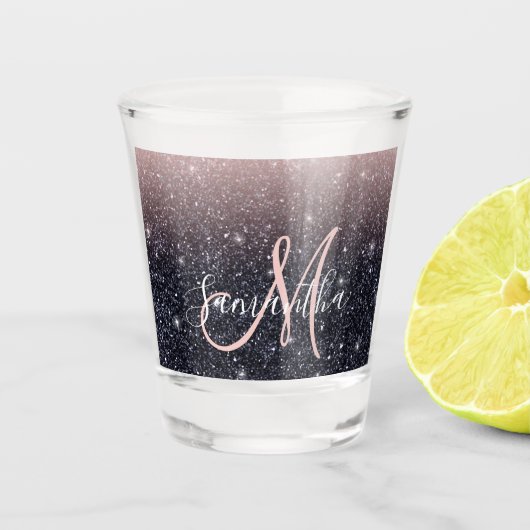 Verre A Shot Parties scintillant moderne noire et rose Étincell (Devant)