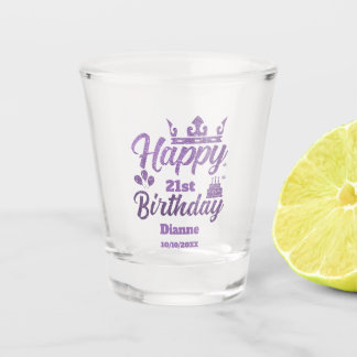 Verre A Shot Parties scintillant violette "Joyeux Anniversaire"