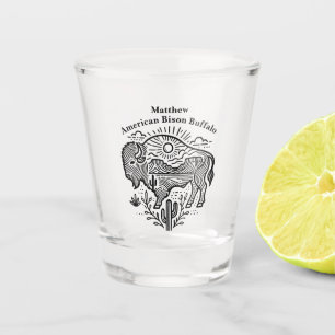 Verre A Shot Pâturage De Buffle D'Or Sous Le Soleil Près Des Mo