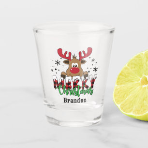 Verre A Shot Pays Joyeux rennes de Noël ajouter le nom