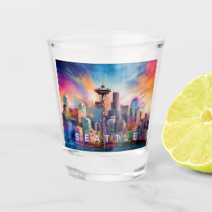 Verre A Shot Paysage Coloré de Seattle - Art Abstrait