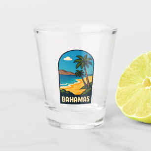 Verre A Shot Paysage de plage de Bahamas Vintage voyage rétro