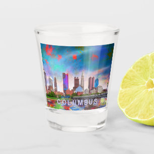 Verre A Shot Paysage urbain abstrait coloré de Columbus