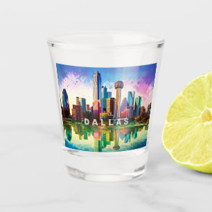 Verre A Shot Paysage urbain abstrait coloré de Dallas