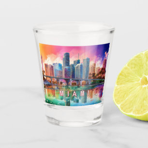 Verre A Shot Paysage urbain abstrait coloré de Miami