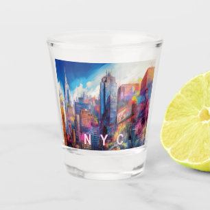 Verre A Shot Paysage urbain abstrait coloré de NYC