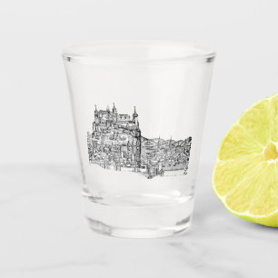 Verre A Shot Paysage urbain de Würzburg en Bavière, art linéair