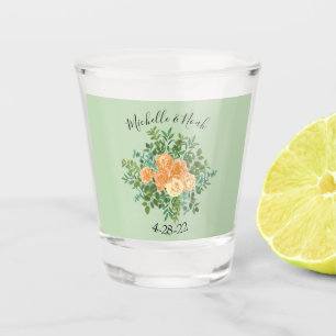 Verre A Shot Pêche et vert clair pivoine et Rose Floral Mariage