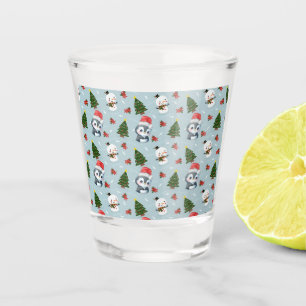 Verre A Shot Penguin Père Noël Joyeux Joyeux motif d'arbre de N