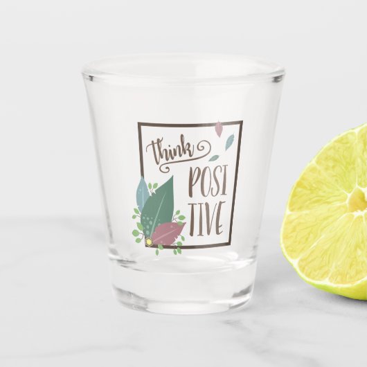 Verre A Shot Pensez motivation positive plume texte boho (Devant)