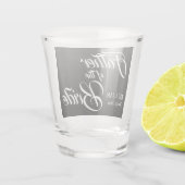 Verre A Shot Père de la mariée blanc Script sur noir (Dos)