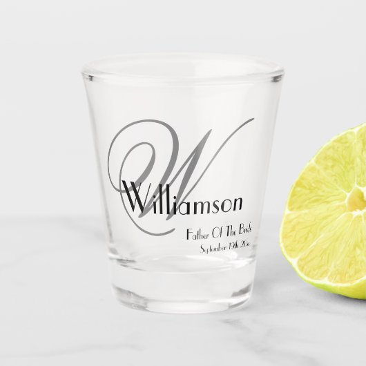 Verre A Shot Père De La Mariée Cadeau Moderne Monogramme Nom Mi (Devant)