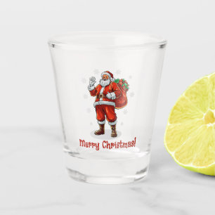 Verre A Shot Père Noël classique apportant des cadeaux de Noël