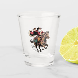 Verre A Shot Père Noël cow-boy à cheval Noël