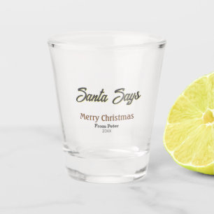 Verre A Shot Père Noël dit Joyeux Noël nom date noir gris