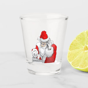 Verre A Shot Père Noël DJ mixant la piste de la fête de Noël