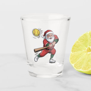 Verre A Shot Père Noël jouant au softball Noël Joueur Sport
