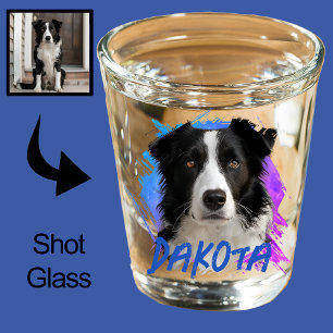 Verre A Shot Perfect Stocker Perfect Bordure Collie Chien Photo