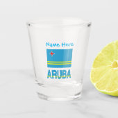 Verre A Shot Personnalisation bleue du drapeau d'Aruba et d'Aru (Devant)